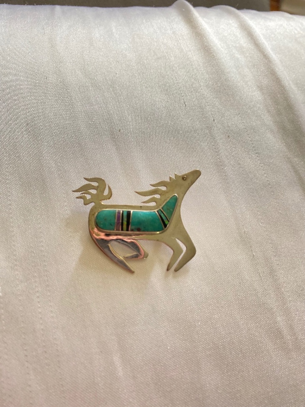 Equestrian Horse Pin Brooch Vandover Sterling Silver and Turquoise